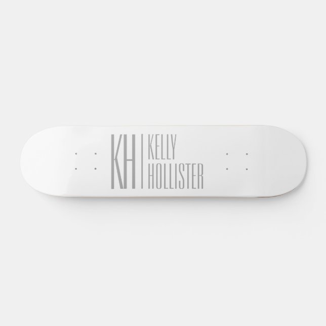 Stylish Minimal & Modern Grey Initials & Name Logo Skateboard (Horz)