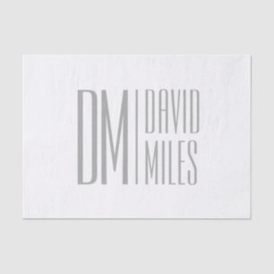 Stylish Minimal & Modern Grey Initials & Name Logo Tissue Paper
