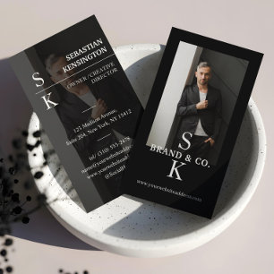 Stylish Minimal Modern Monogram Professional Photo Business Card