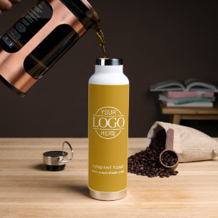 Stylish Minimal Mustard Company Business Logo Water Bottle
