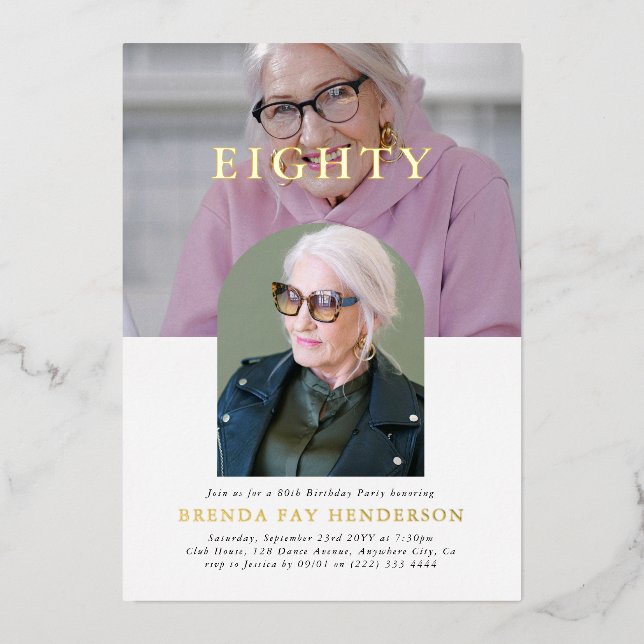 Stylish Minimal Photo EIGHTY 80th Birthday (Front)