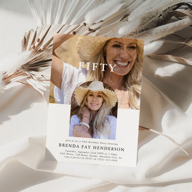 Stylish Minimal Photo FIFTY 50th Birthday Invitation (Creator Uploaded)