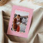 Stylish Minimal Retro Style Wavy Photo Frame Pink Save The Date<br><div class="desc">Get ready to make waves with our stylish minimal retro style save the date card with wavy photo frame in pink and orange! Personalise it with your favourite photos, name, monogram, and save the date information to create a personalised save the date that'll have your guests swooning! Trendy way to...</div>