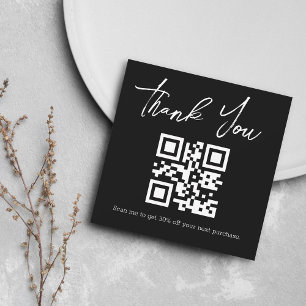 stylish minimal thank you business qr code black card