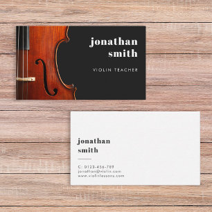 Stylish Minimal Violin Musician Black Business Card