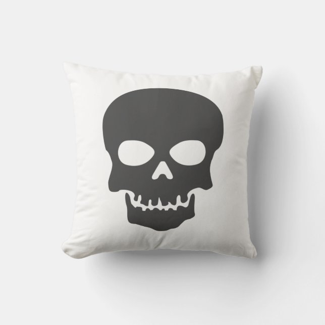 Stylish Minimalism White Black Grey Skull Cushion (Front)