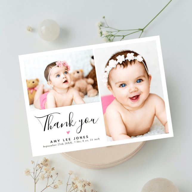 Stylish Minimalist 2 Photo New Baby Thank You (Creator Uploaded)