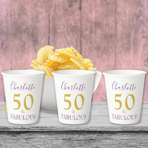 Stylish Minimalist 50th Birthday Party Paper Cups