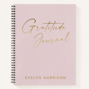 Stylish Minimalist Blush Personalised Gratitude Notebook