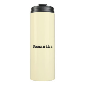 Stylish Minimalist Buttermilk Yellow Personalised Thermal Tumbler