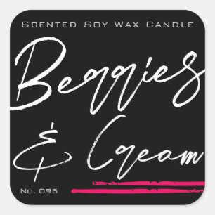 Stylish Minimalist Candle Label Black Berries Pink