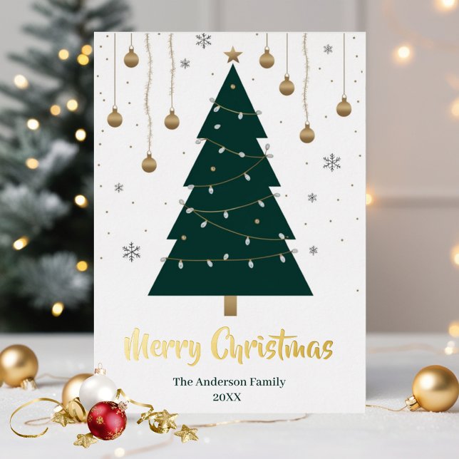 Stylish Minimalist Christmas Tree Non-Photo (Stylish Minimalist Christmas Tree Non-Photo Foil Holiday Card)
