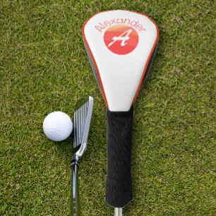 Stylish  minimalist  coloured letter A white Golf Head Cover