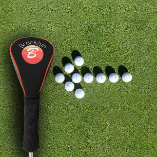 Stylish minimalist coloured letter B black Golf Head Cover