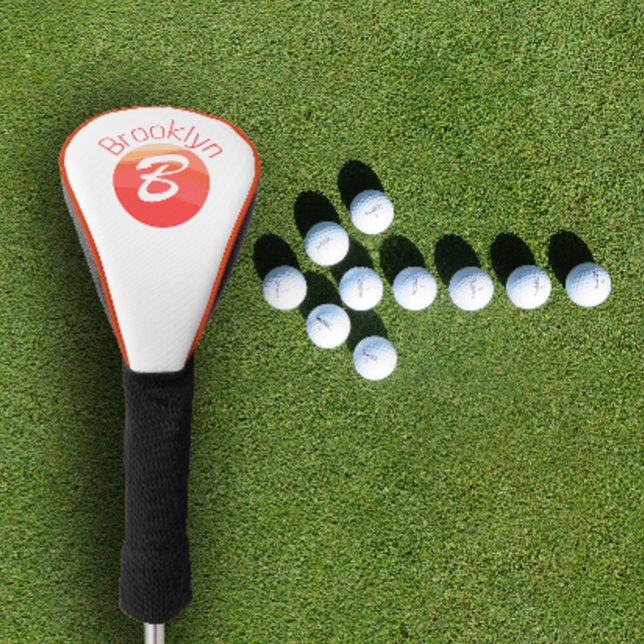 Stylish  minimalist  coloured letter B white Golf Head Cover (Creator Uploaded)