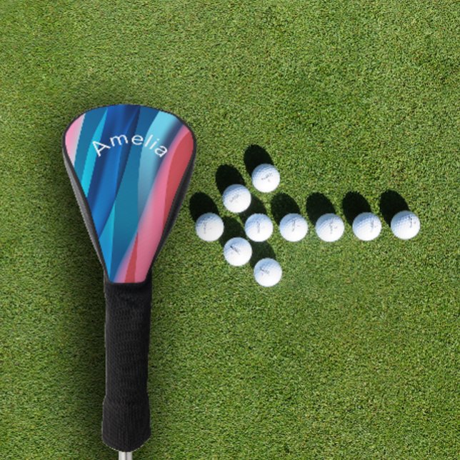 Stylish minimalist coral blue gradient name golf head cover (Creator Uploaded)