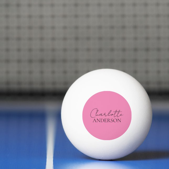 Stylish Minimalist Custom Name Pink  Ping Pong Ball (Net)