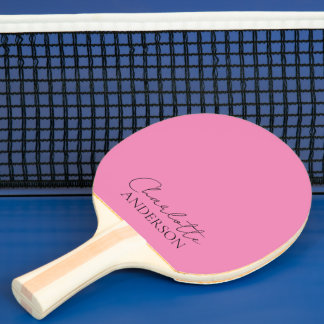Stylish Minimalist Custom Text Pink Ping Pong Paddle
