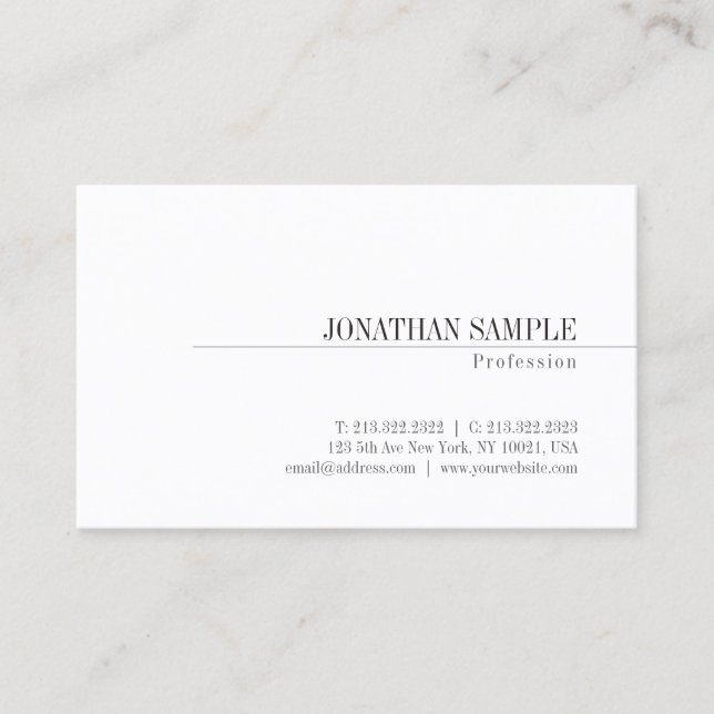 Stylish Minimalist Design Classic Professional Business Card (Front)