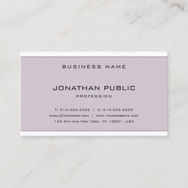 Stylish Minimalist Design Modern Simple Purple Business Card (Front)