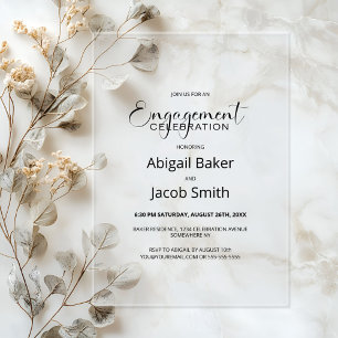 Stylish Minimalist Engagement Party Acrylic Invitations