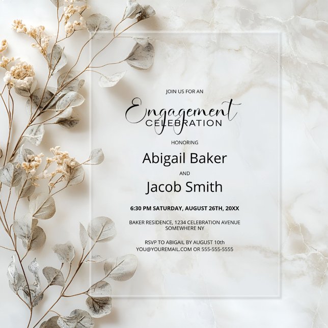 Stylish Minimalist Engagement Party Acrylic Invitations (Creator Uploaded)
