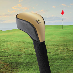 Stylish Minimalist Gold Monogram Initial Golf Head Cover