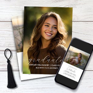 Stylish Minimalist Graduation Invitation 2 Photos