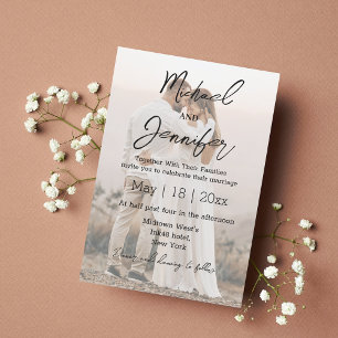stylish minimalist handwriting wedding photo invitation