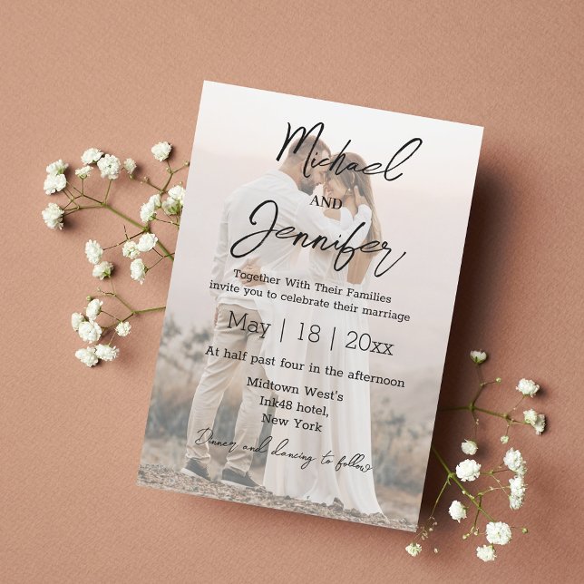 stylish minimalist handwriting wedding photo  invitation (Creator Uploaded)
