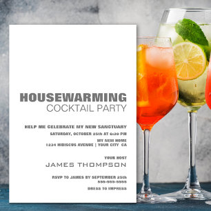 Stylish Minimalist Housewarming Cocktail Party Invitation