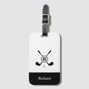 Stylish Minimalist Logo and Monogram Golf Player Luggage Tag