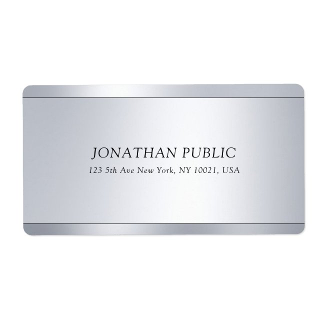 Stylish Minimalist Modern Silver Shipping Address (Front)