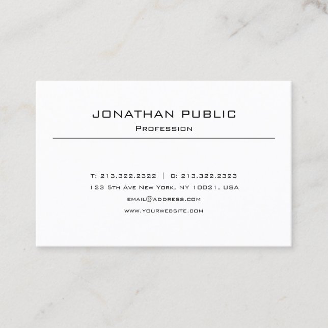 Stylish Minimalist Modern Sleek Elegant Plain Chic Business Card (Front)