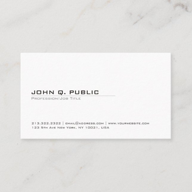 Stylish Minimalist Modern Smart Plain Matte Business Card (Front)