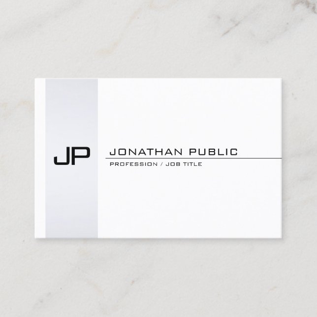 Stylish Minimalist Monogram Modern Sleek Plain Business Card (Front)