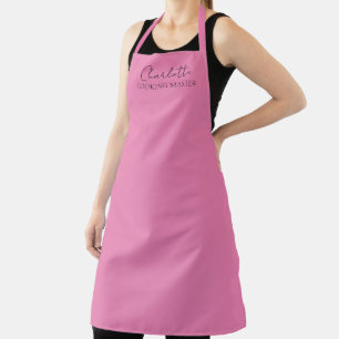 Stylish Minimalist Monogram Name Pink Apron