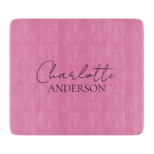 Stylish Minimalist Monogram Name Pink Cutting Board