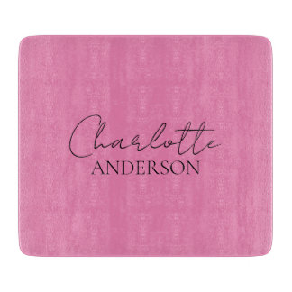 Stylish Minimalist Monogram Name Pink Cutting Board