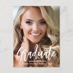 stylish minimalist photo graduation 2024 announcement postcard
