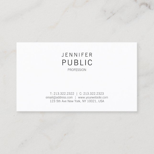 Stylish Minimalist Professional Modern Sleek Plain Business Card (Front)