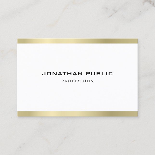 Stylish Minimalist Professional Trendy Gold Luxury Business Card (Front)
