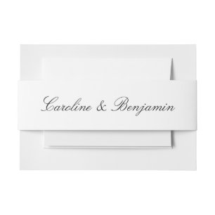 Stylish Minimalist Script Elegant Wedding Names Invitation Belly Band