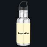 Stylish Minimalist Simple Yellow Personalised Name 532 Ml Water Bottle<br><div class="desc">Made from stainless steel,  this trendy water bottle features an elegant,  minimalist design. Simply click 'Personalise' to add the name of your choice,  and it will appear on the centre of the design on a light yellow background. You will be able to preview the result before checking out.</div>