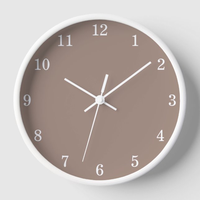 Stylish Minimalist Taupe Wall Clock (Front)