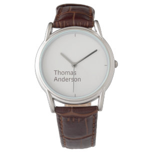 Stylish Minimalist Text Design on White Watch