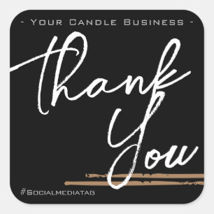 Stylish Minimalist Thank You Product Label Black 