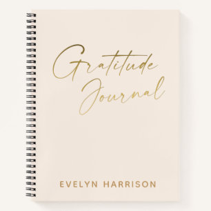 Stylish Minimalist White Personalised Gratitude Notebook