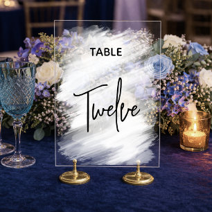 Stylish minimalist white wedding table number acrylic sign