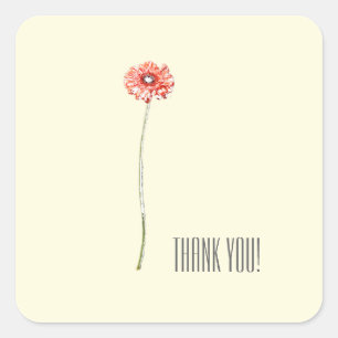 Stylish Minimalistic Red Gerbera Flower Sticker